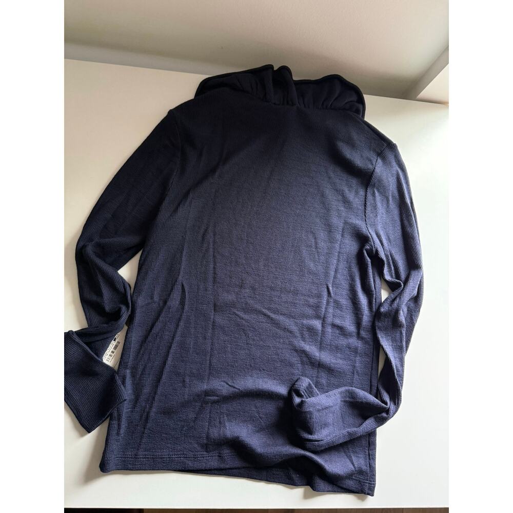 $135 New Goldie Tees Double Ruffle Modal Rib Turtleneck - Small - Navy - Picture 6 of 6